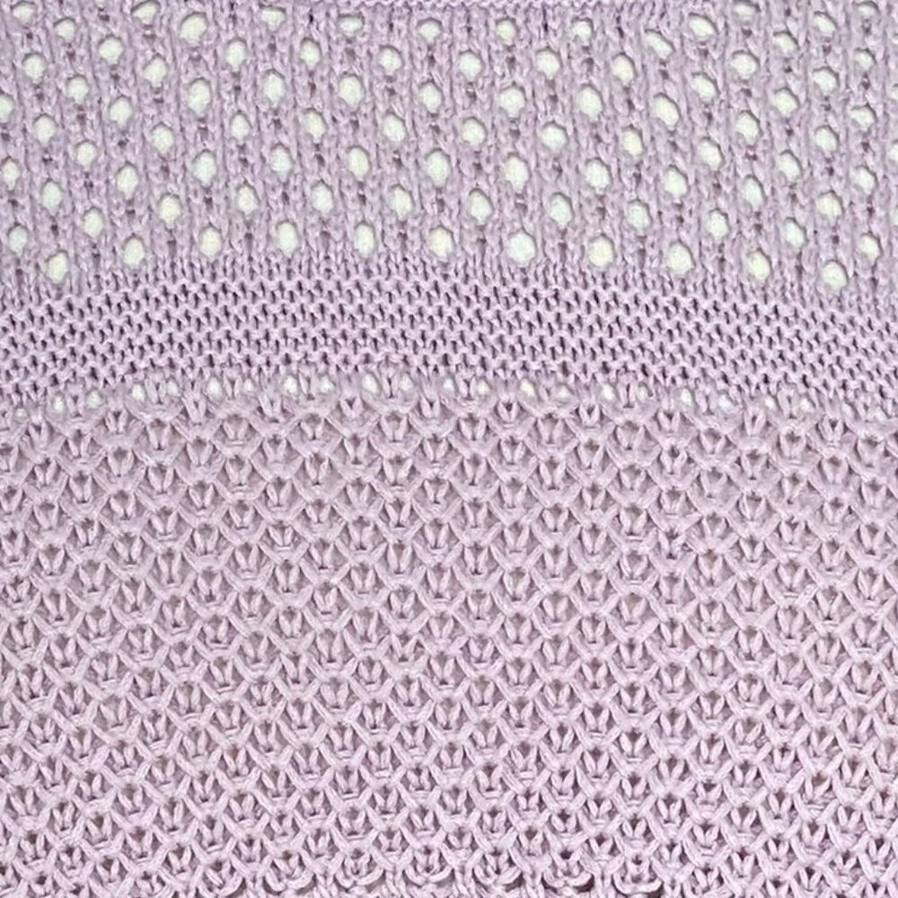 Prana Onward Open Knit Pointelle Sweater Lavender Purple Crochet Organic Cotton - Picture 7 of 14